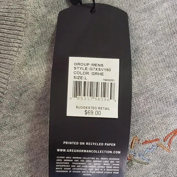 Greg Norman Golf Sweater Vest Men's Size Large Sleeveless Grey Preppy Career - Picture 7 of 16